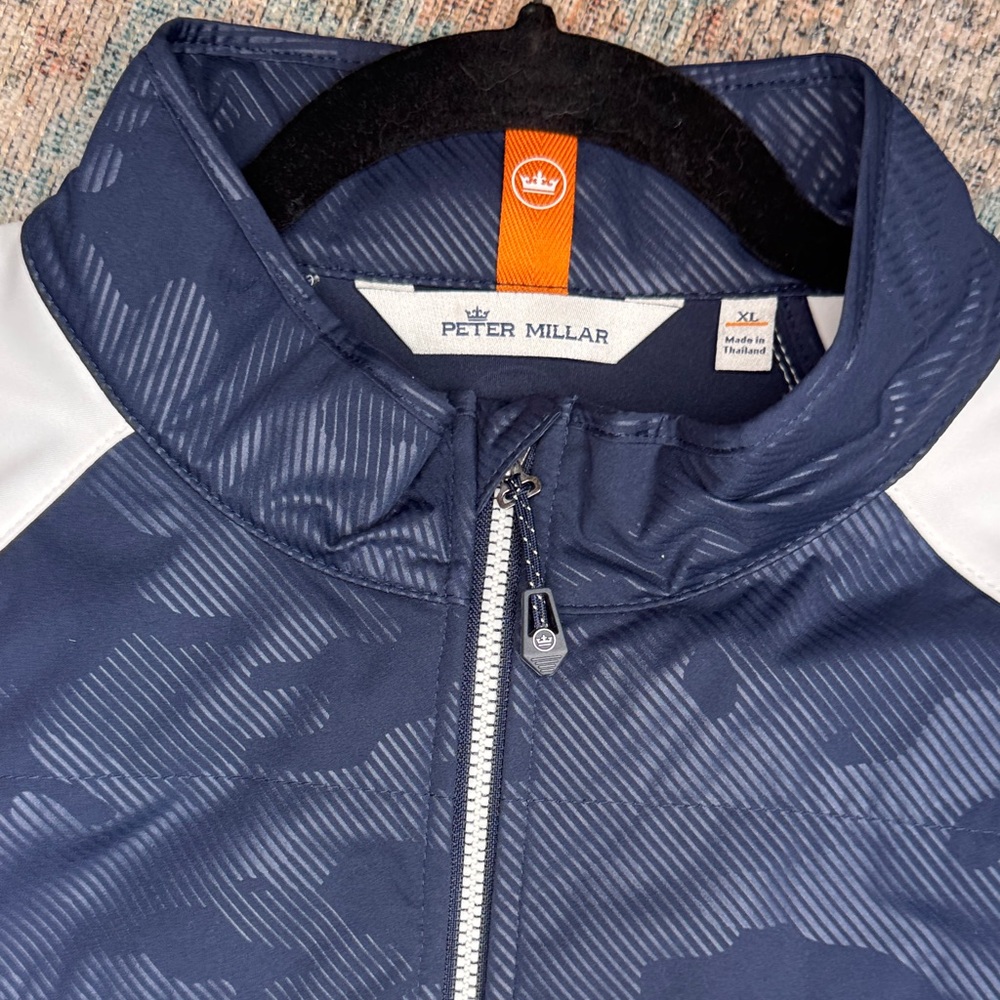 Peter Millar Performance Golf Jacket XL Navy White Full Zip Lightweight Athletic - Picture 2 of 12